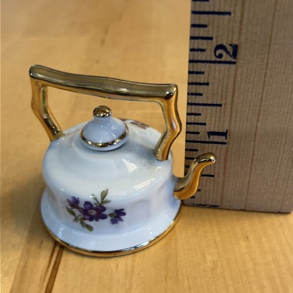 Limoges France Miniature Teapot Teeny Tiny Tea Pot Courting Couple Porcelain - Picture 2 of 11